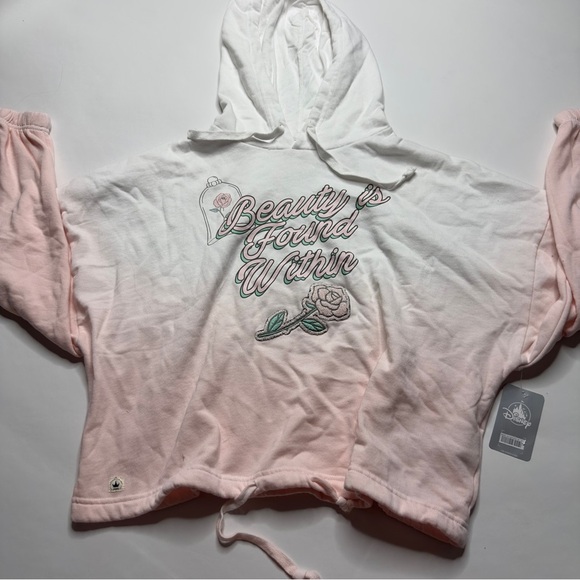 Beauty Is Found Within XL Women's Disney Crop Sweatshirt Ombre Belle Pink NEW - Picture 2 of 12